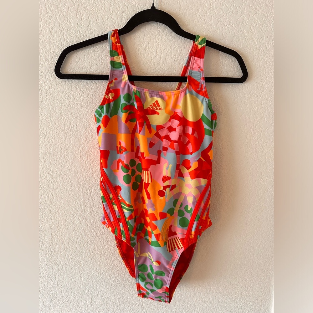 Farm Rio + Adidas One Piece Swimsuit Size 6 vibrant colorful